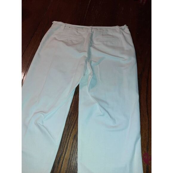 Size 10 Zac & Rachel White Mid Rise Capri Casual Pants Cuffed Hem - Picture 4 of 4